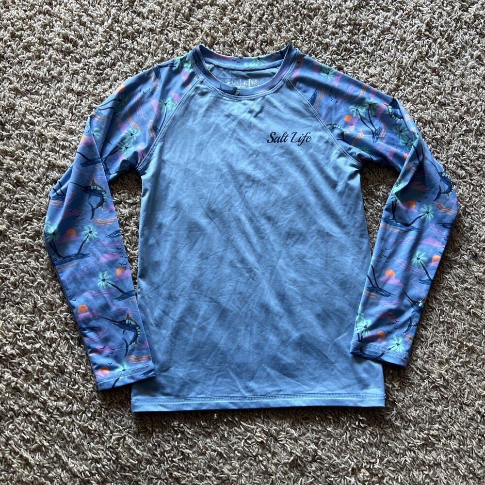 Salt Life SLX UV Sun Protection Rash Guard Swim Shirt Youth Small